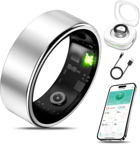 Smart health ring for women and men, fitness tracker with heart rate, blood oxygen, blood pressure, sleep monitoring, step counting function, IP68 waterproof, suitable for iPhone and Android.