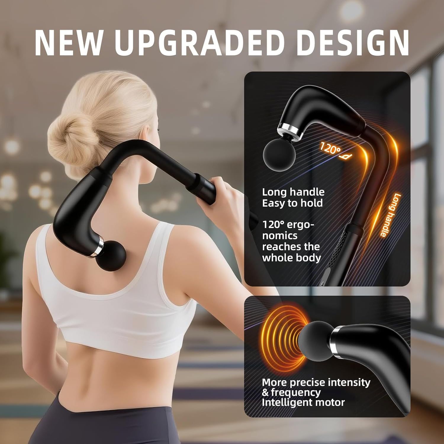 Upgraded extended handle back massager