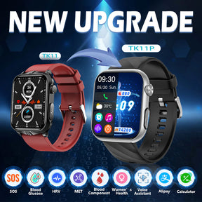Upgraded version of TK11P blood pressure watch with heart rate, blood sugar monitoring, call smart watch