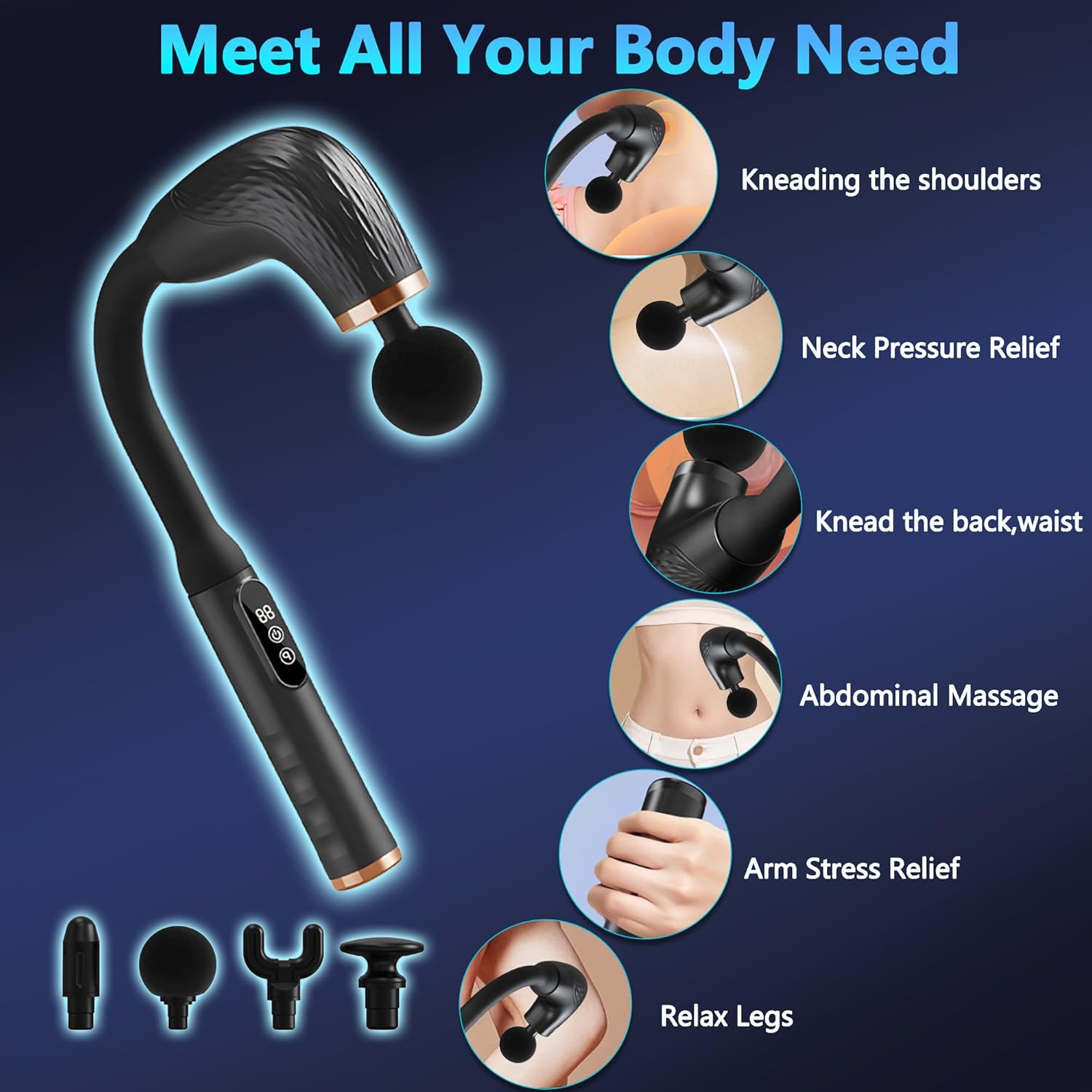 Upgraded extended handle back massager