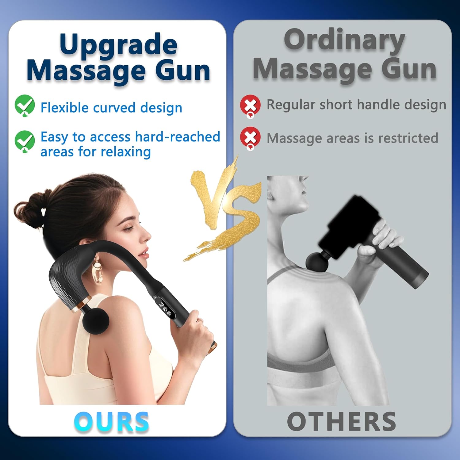 Upgraded extended handle back massager